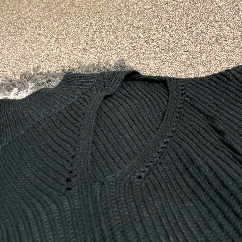 Nordstrom Black Turtleneck Sweater with collar bone slit